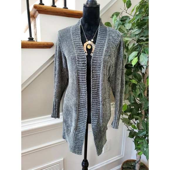A New Day Women's Gray Polyester Long Sleeve Open Front Knit Sweater Size Small - Picture 1 of 9